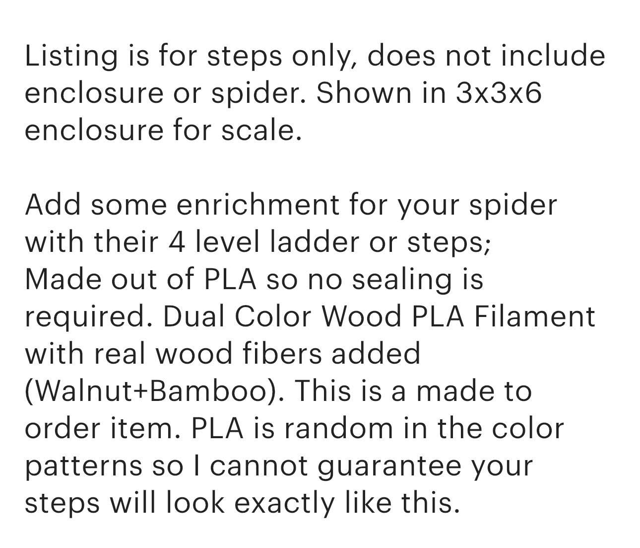 Jumping spider enclosure ladder or steps, magnetic enclosure accessory, small/medium decor for habitat