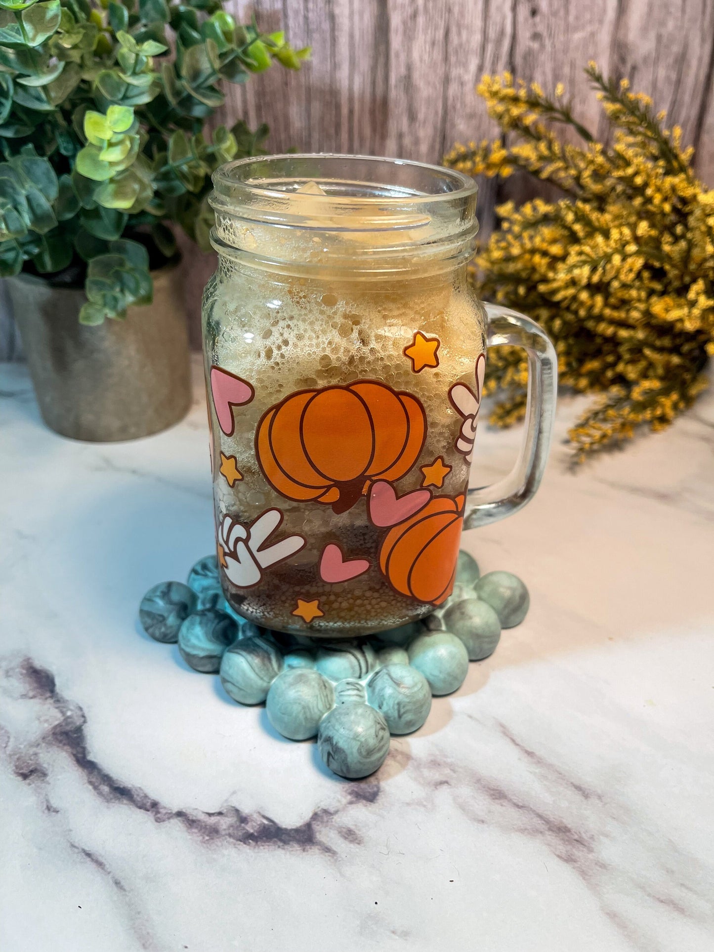 Teal and Black cement Coaster Set, Bubble coasters