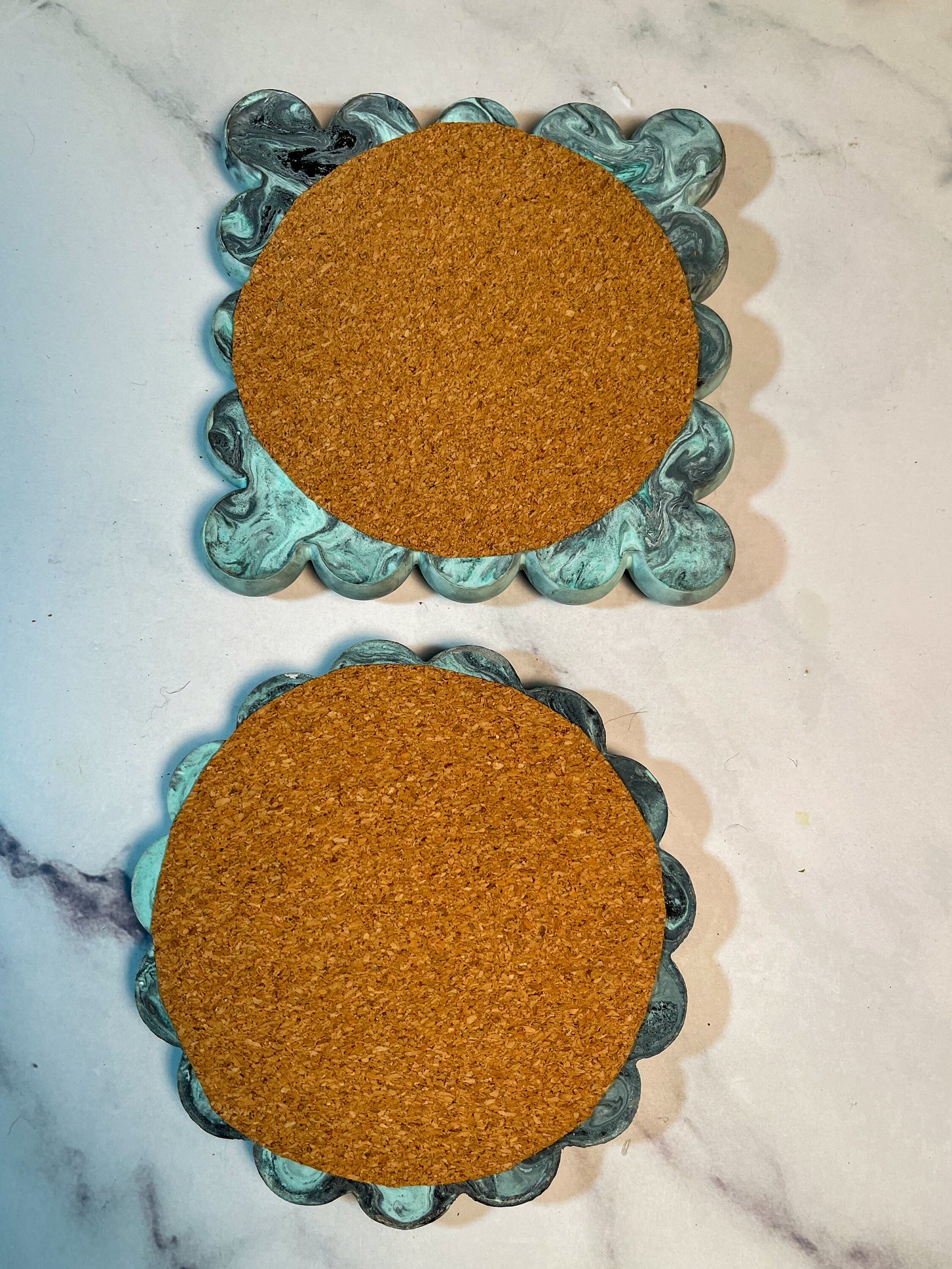 Teal and Black cement  Coaster Set, Bubble coasters