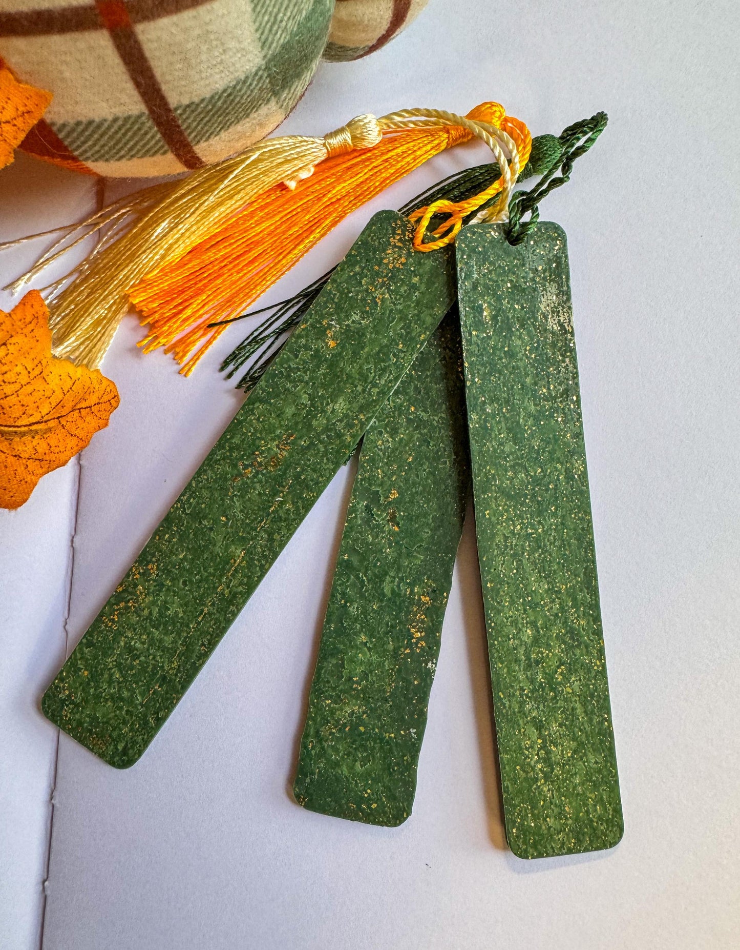 Polymer Clay Leaf and Flowet Bookmark, book lover gift,  book accessories, handmade reader gift, plant bookmark