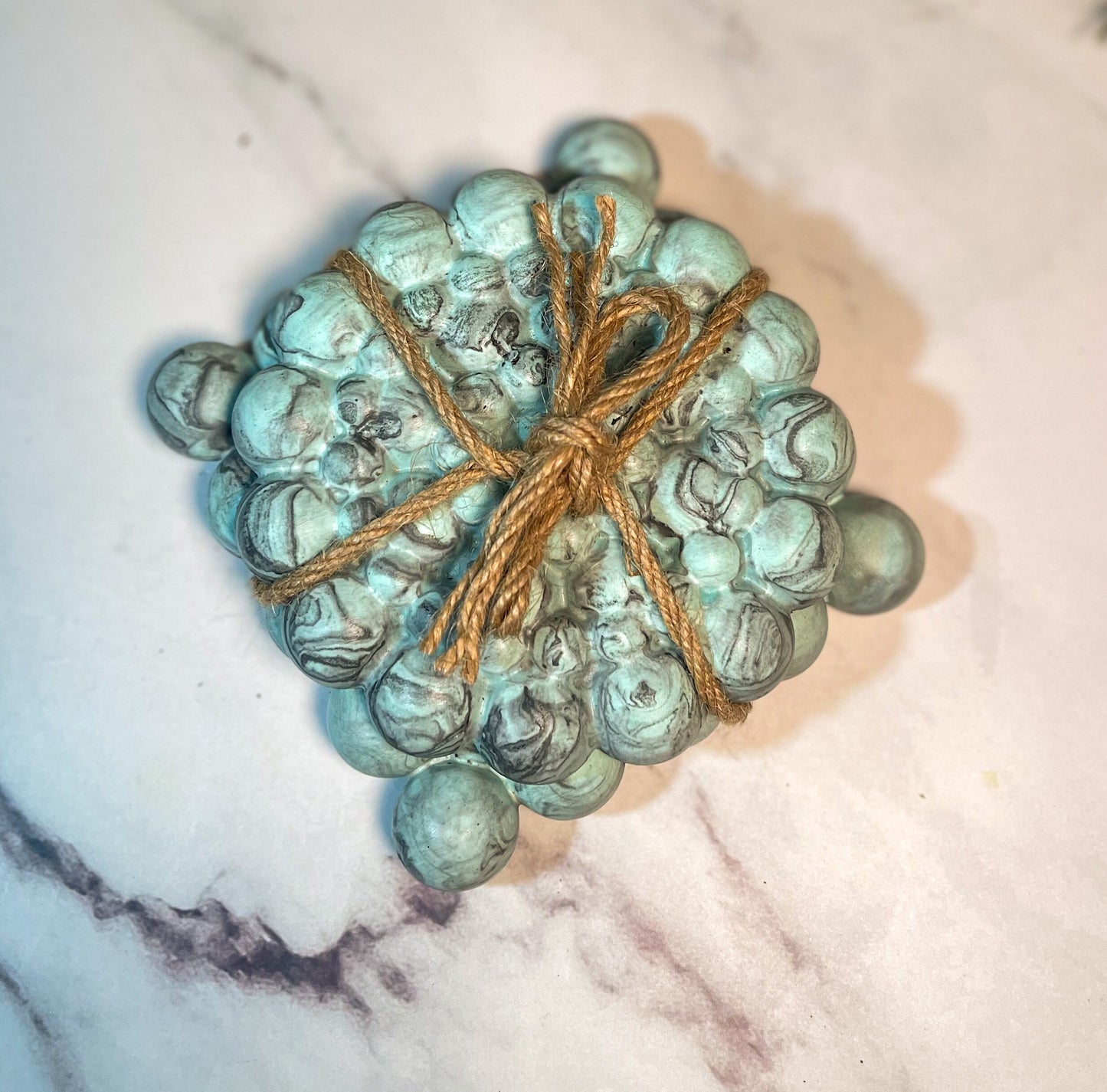 Teal and Black cement  Coaster Set, Bubble coasters