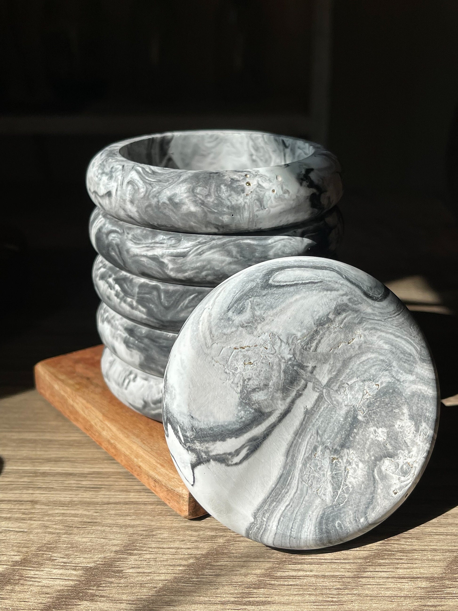 Modern Marbled Cement Jars, Makeup Brush Holder, Succulent Planter, Black & White Decor