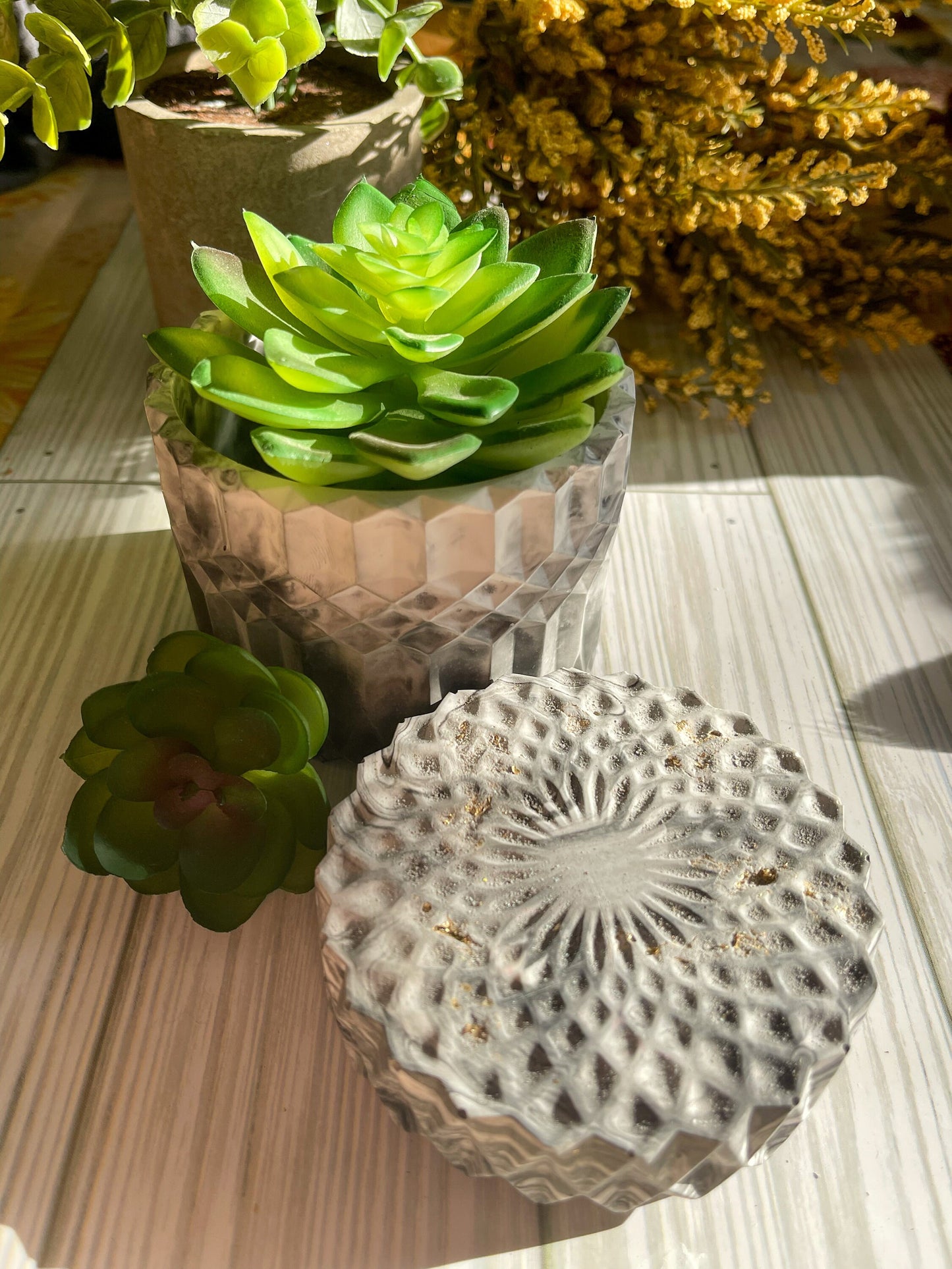 Modern Marbled Cement Jars, Makeup Brush Holder, Succulent Planter, Black & White Decor