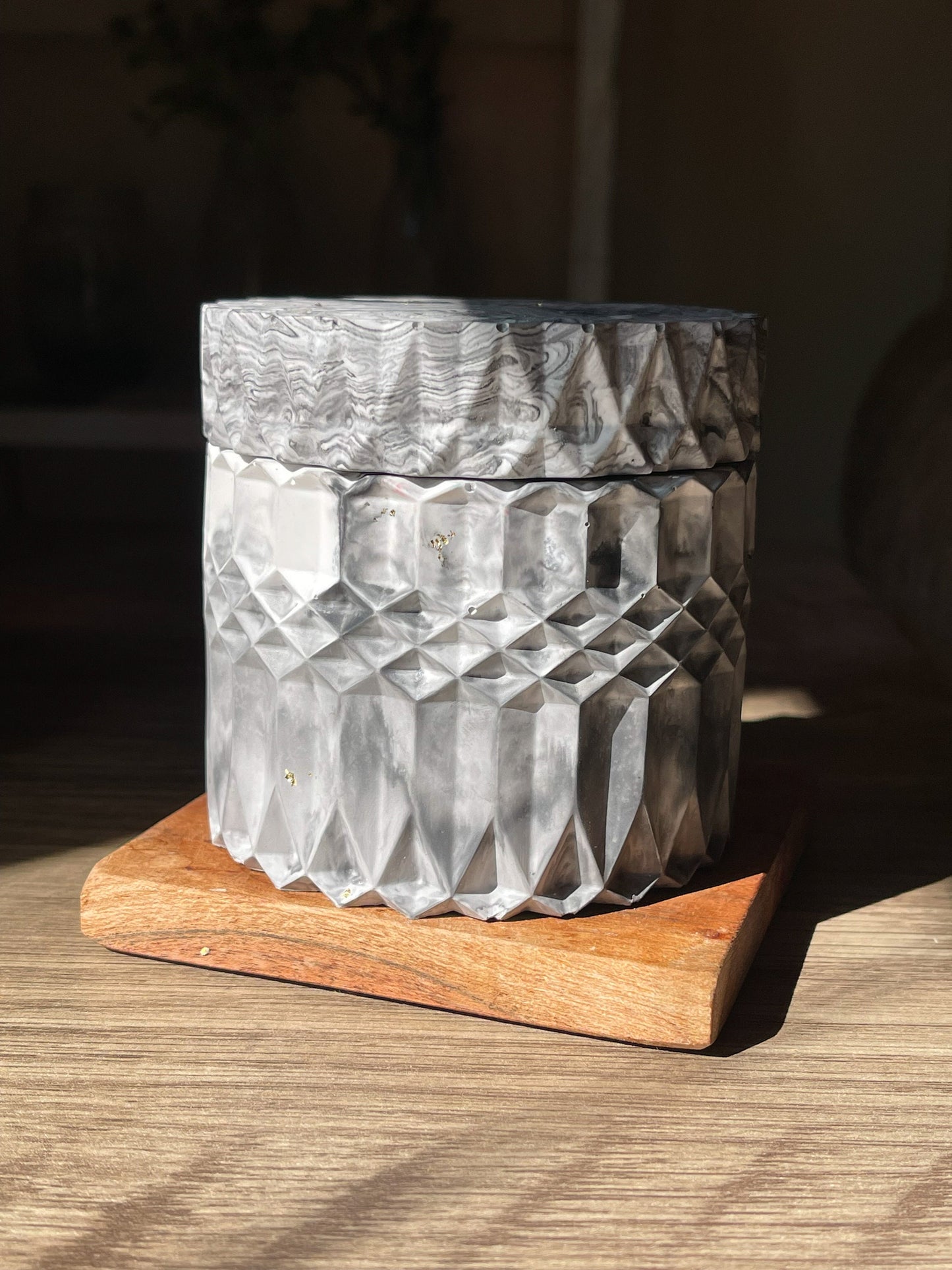 Modern Marbled Cement Jars, Makeup Brush Holder, Succulent Planter, Black & White Decor