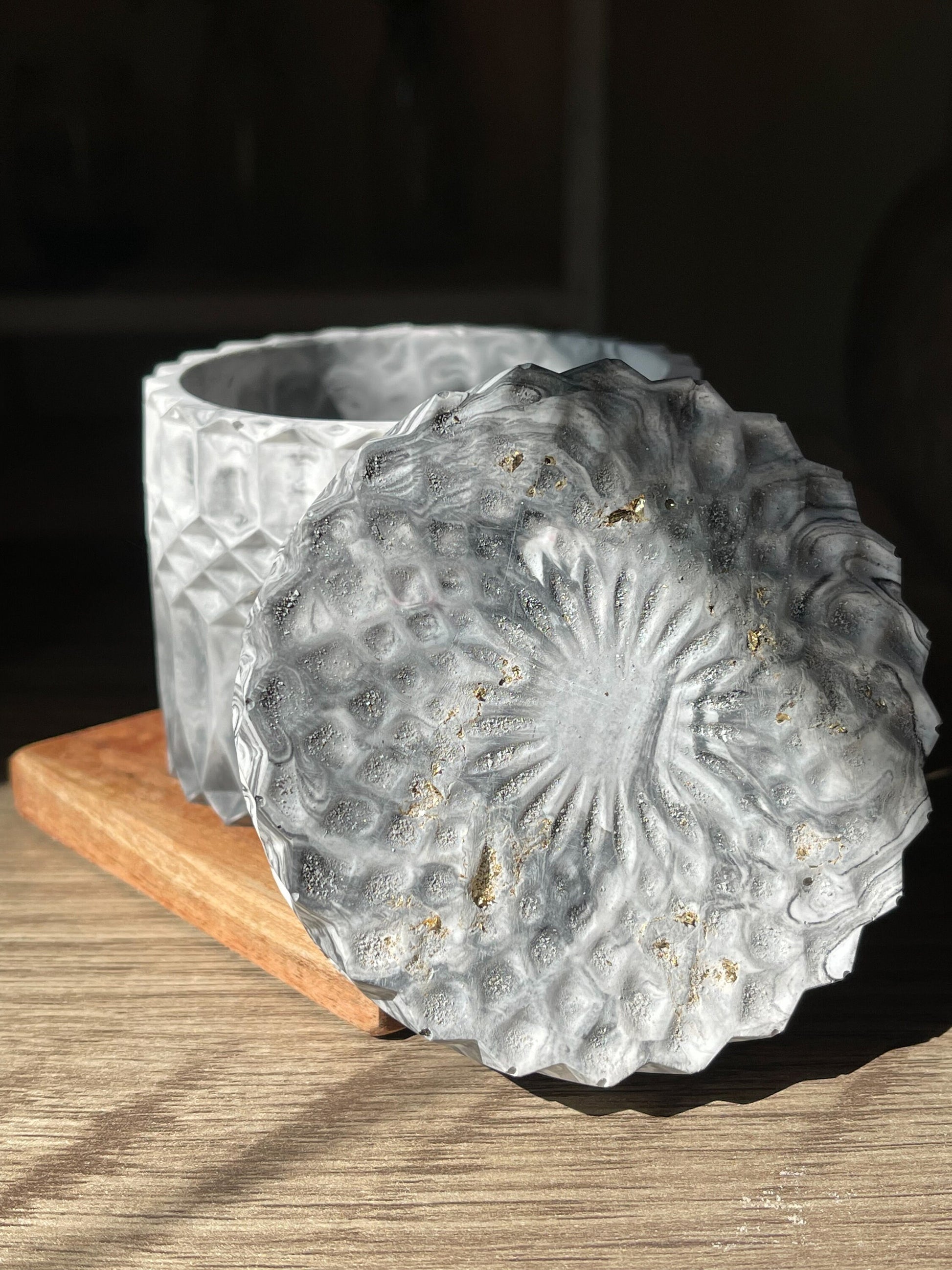 Modern Marbled Cement Jars, Makeup Brush Holder, Succulent Planter, Black & White Decor