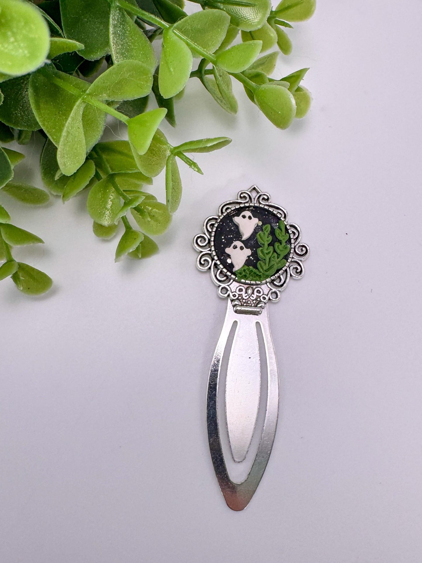 Handmade Polymer Clay Mushroom Metal Bookmark, Unique Reader Gift