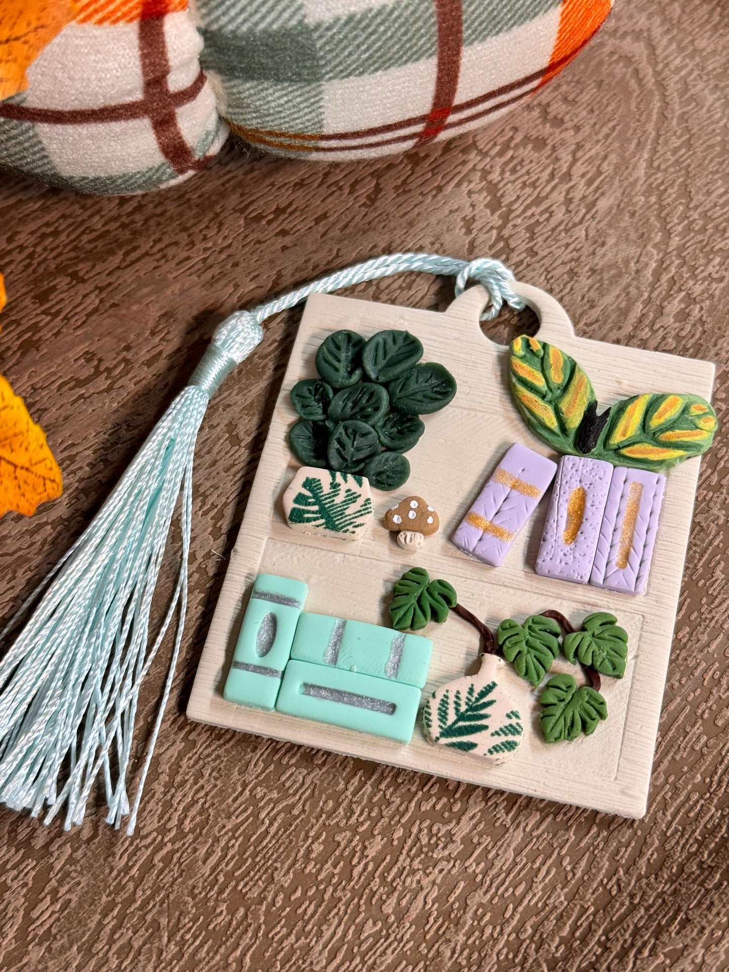 Polymer Clay Plant Bookshelf Bookmark, Handmade Reader Gift