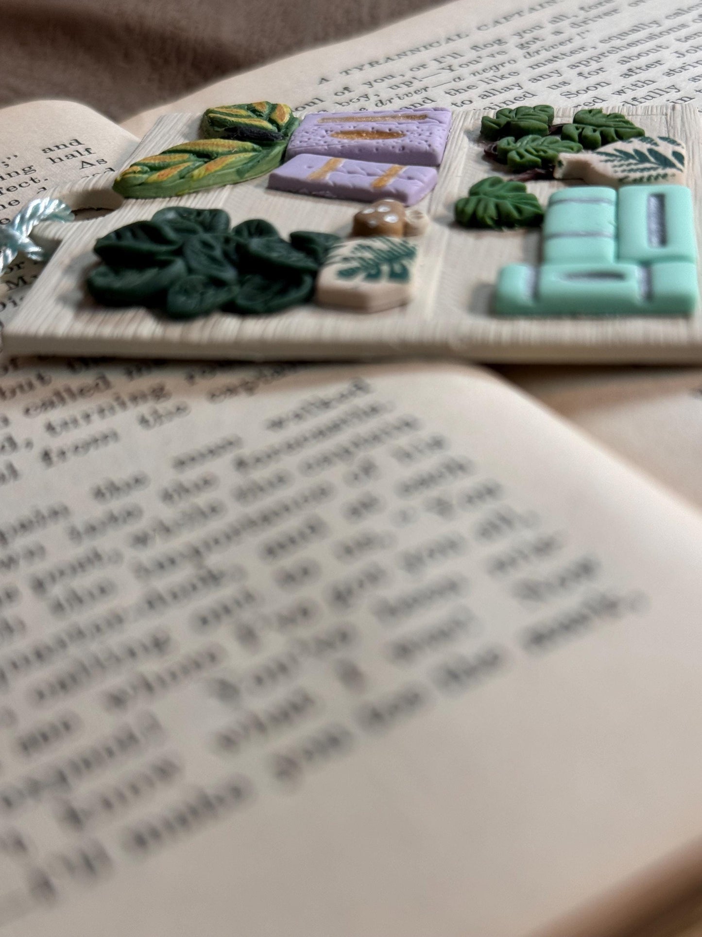 Polymer Clay Plant Bookshelf Bookmark, Handmade Reader Gift