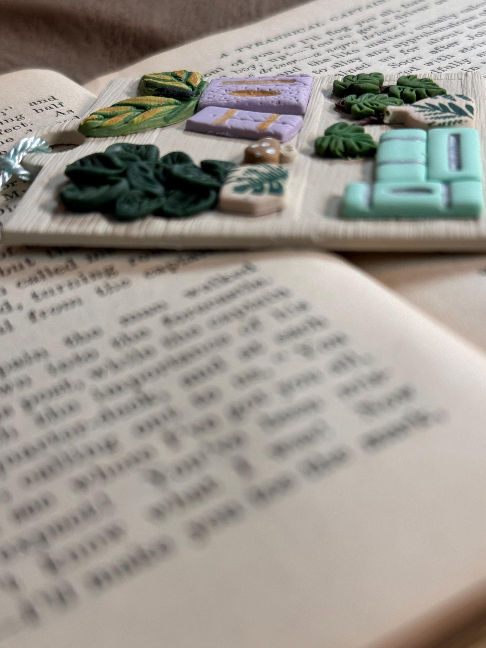 Polymer Clay Plant Bookshelf Bookmark, Handmade Reader Gift