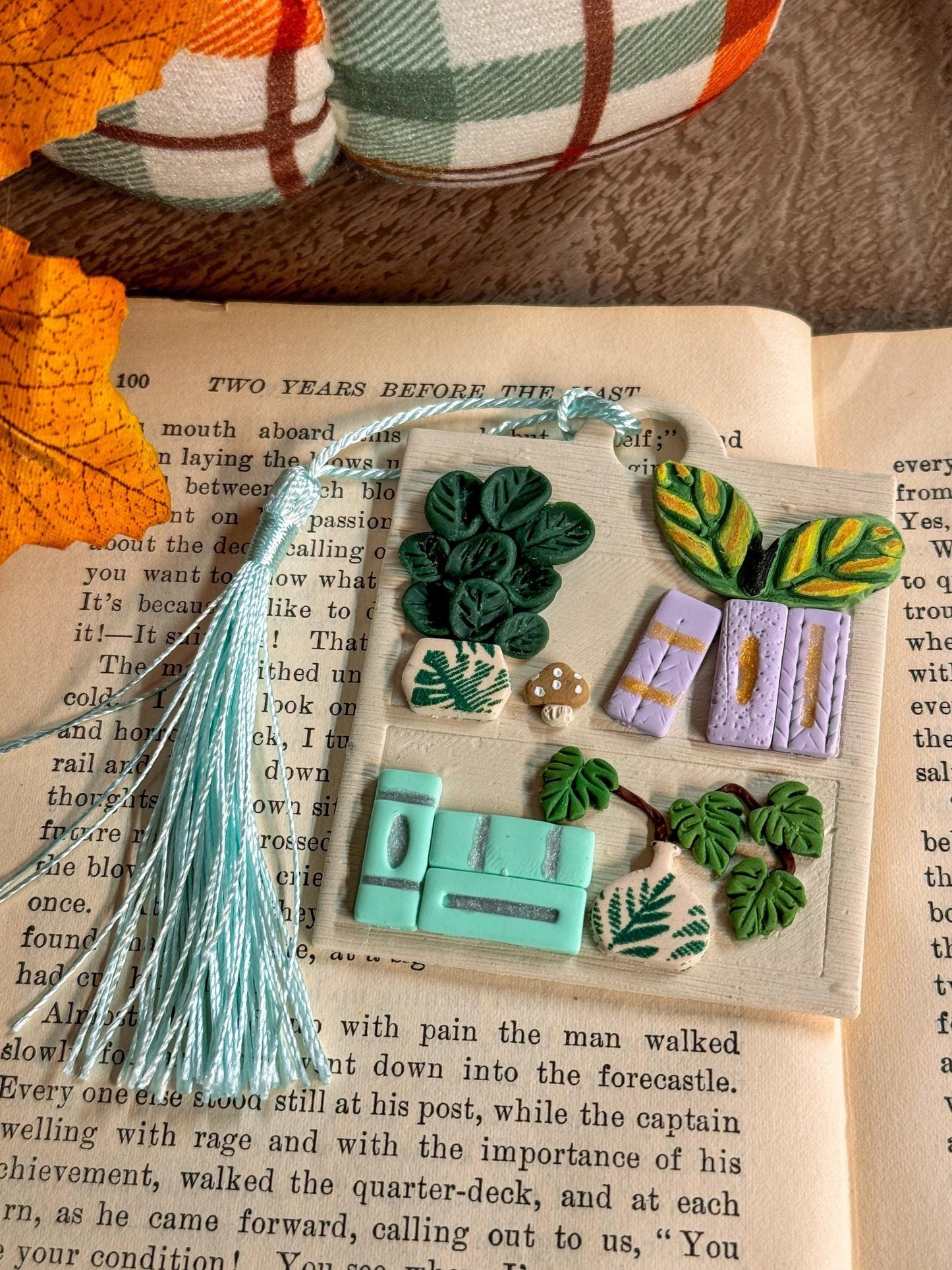 Polymer Clay Plant Bookshelf Bookmark, Handmade Reader Gift