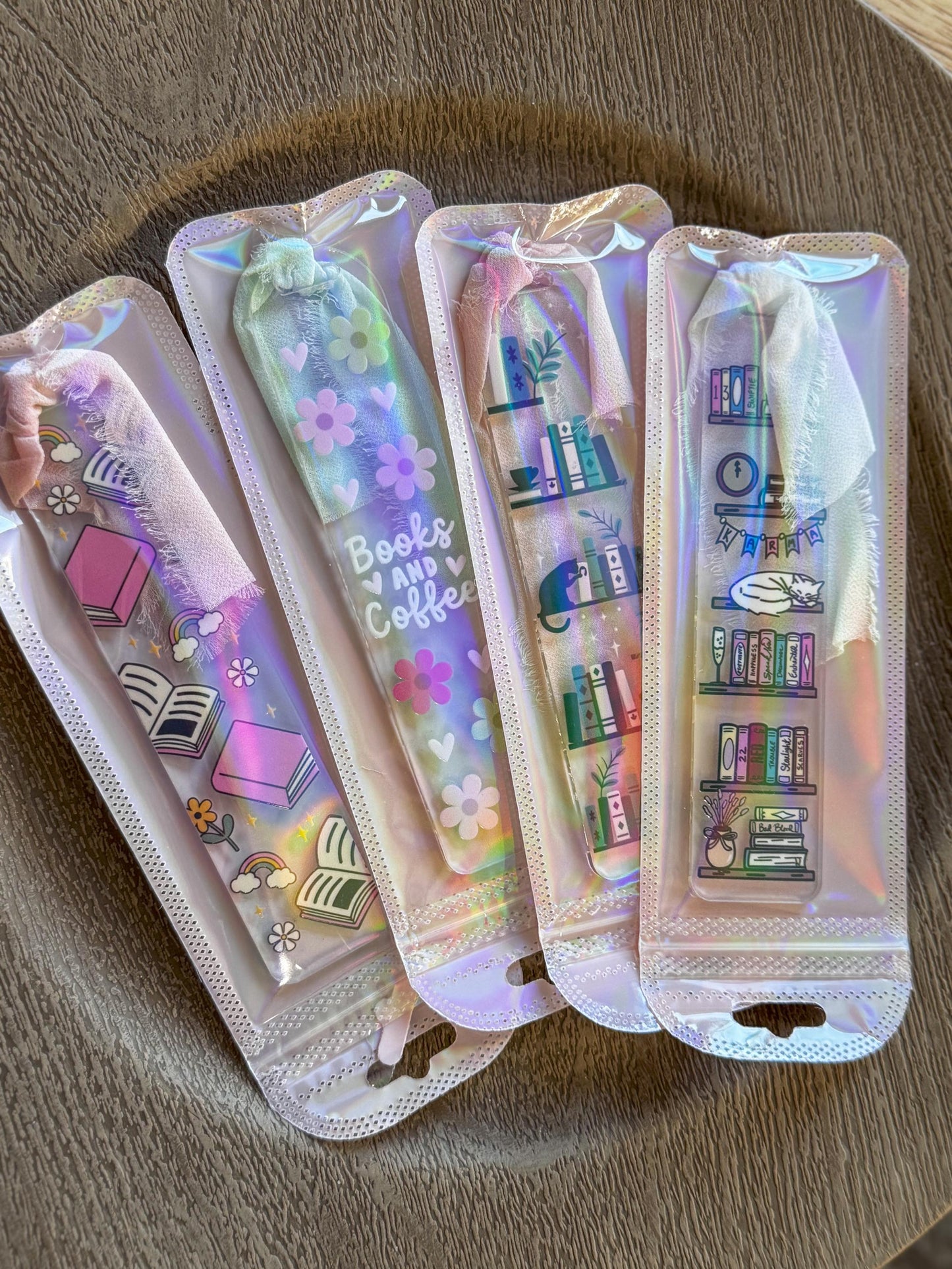 Acrylic Bookmark with Cats, Flowers and Books, Handmade Reader Gift