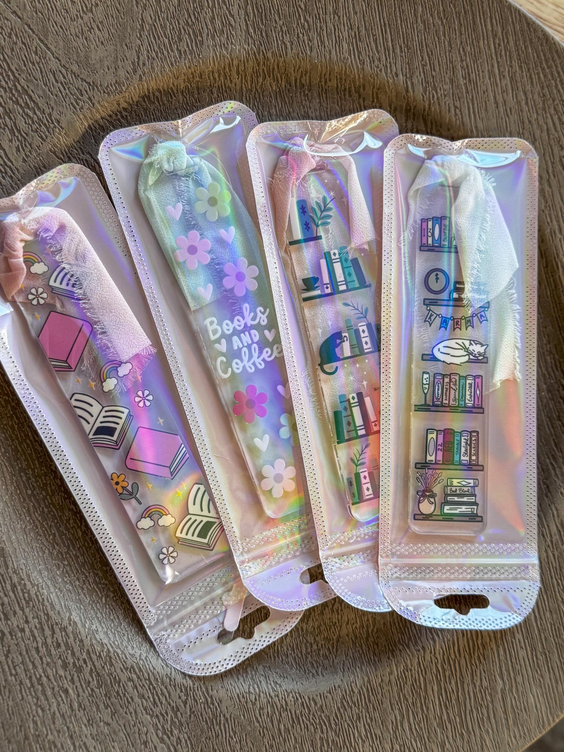 Acrylic Bookmark with Cats, Flowers and Books, Handmade Reader Gift
