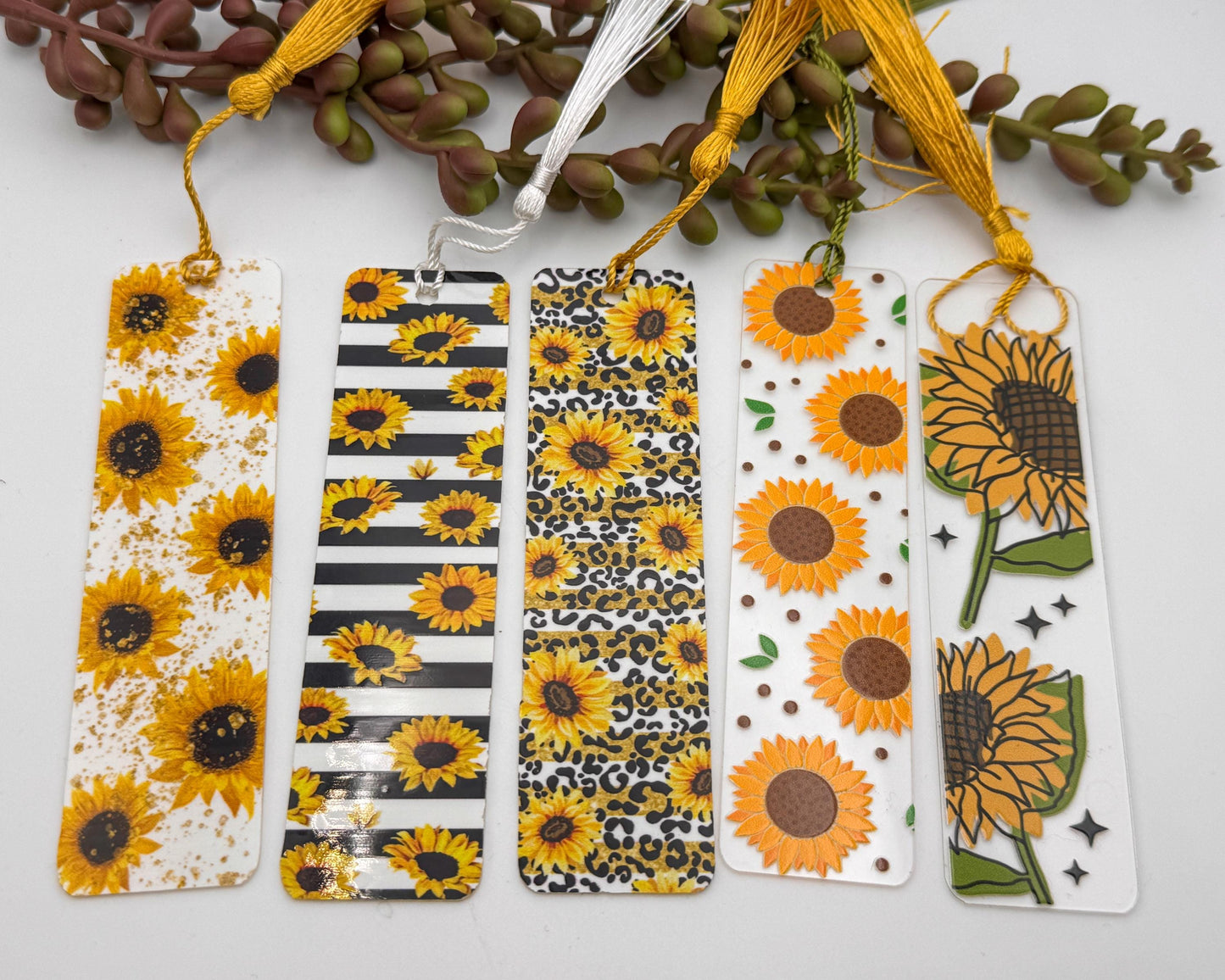 Sunflower Acrylic Bookmark with Tassel, Handmade Reader Gift