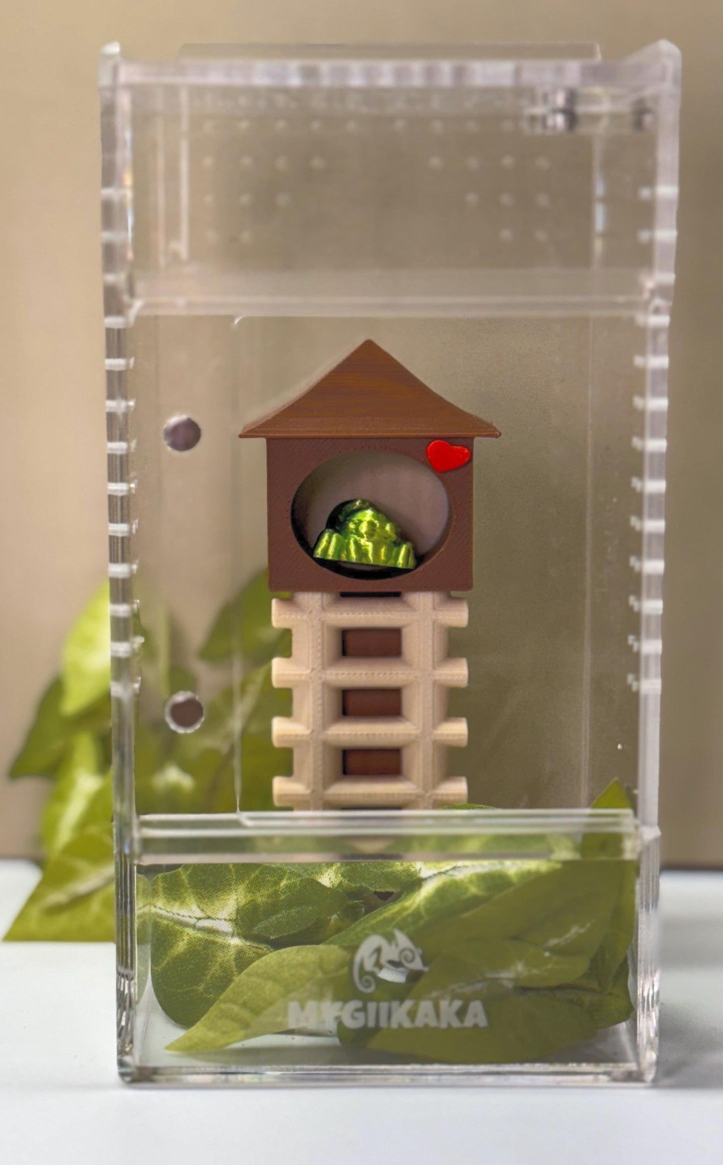3D Printed Jumping Spider Hide with Ladder, Magnetic Enclosure Accessory