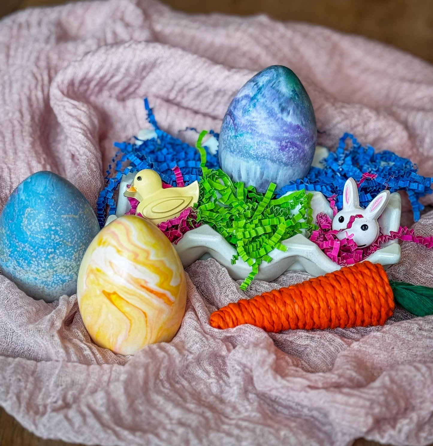 Easter Eggs with Carton, holiday decor, tray for decorations or candy