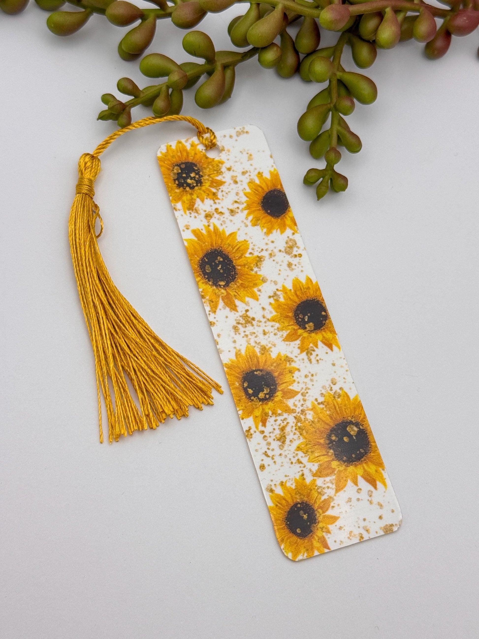 Sunflower Acrylic Bookmark with Tassel, Handmade Reader Gift