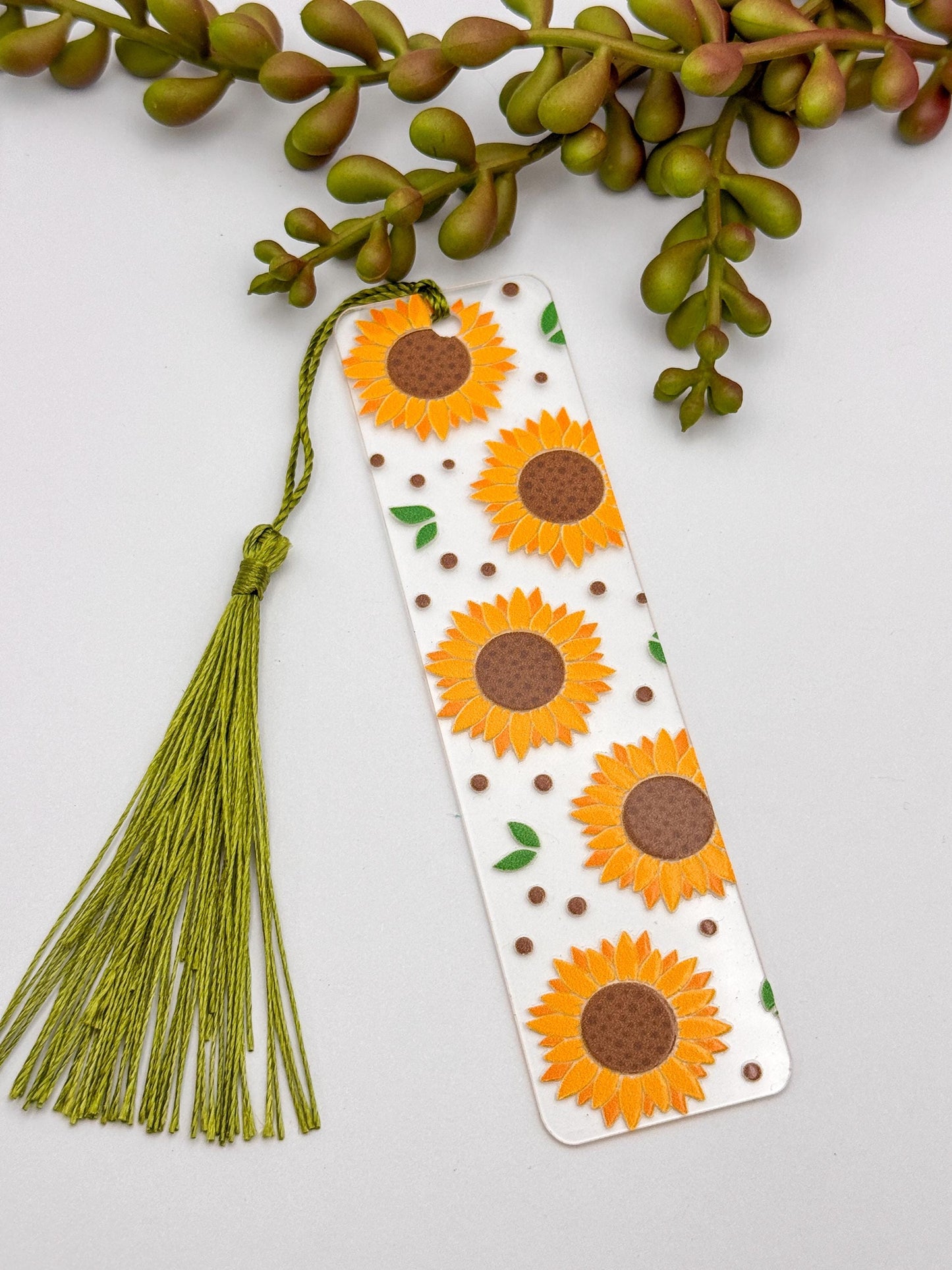 Sunflower Acrylic Bookmark with Tassel, Handmade Reader Gift