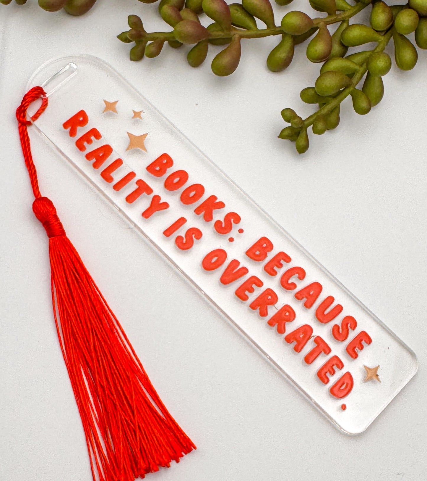 Acrylic Bookmark with Tassel, Handmade Reader Gift
