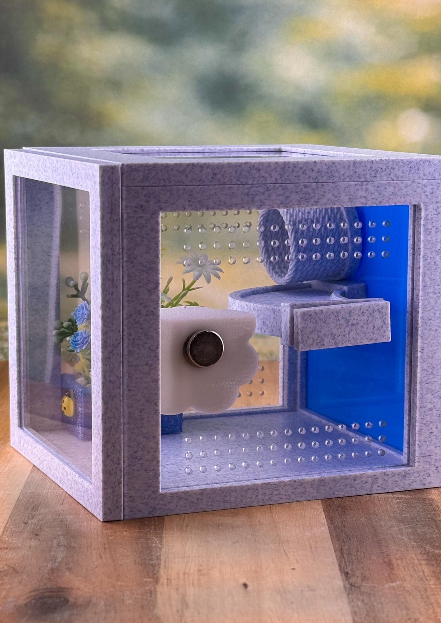 Jumping Spider Enclosure, Front Opening Habitat (4.5x4.5x4.25) Blue Marble
