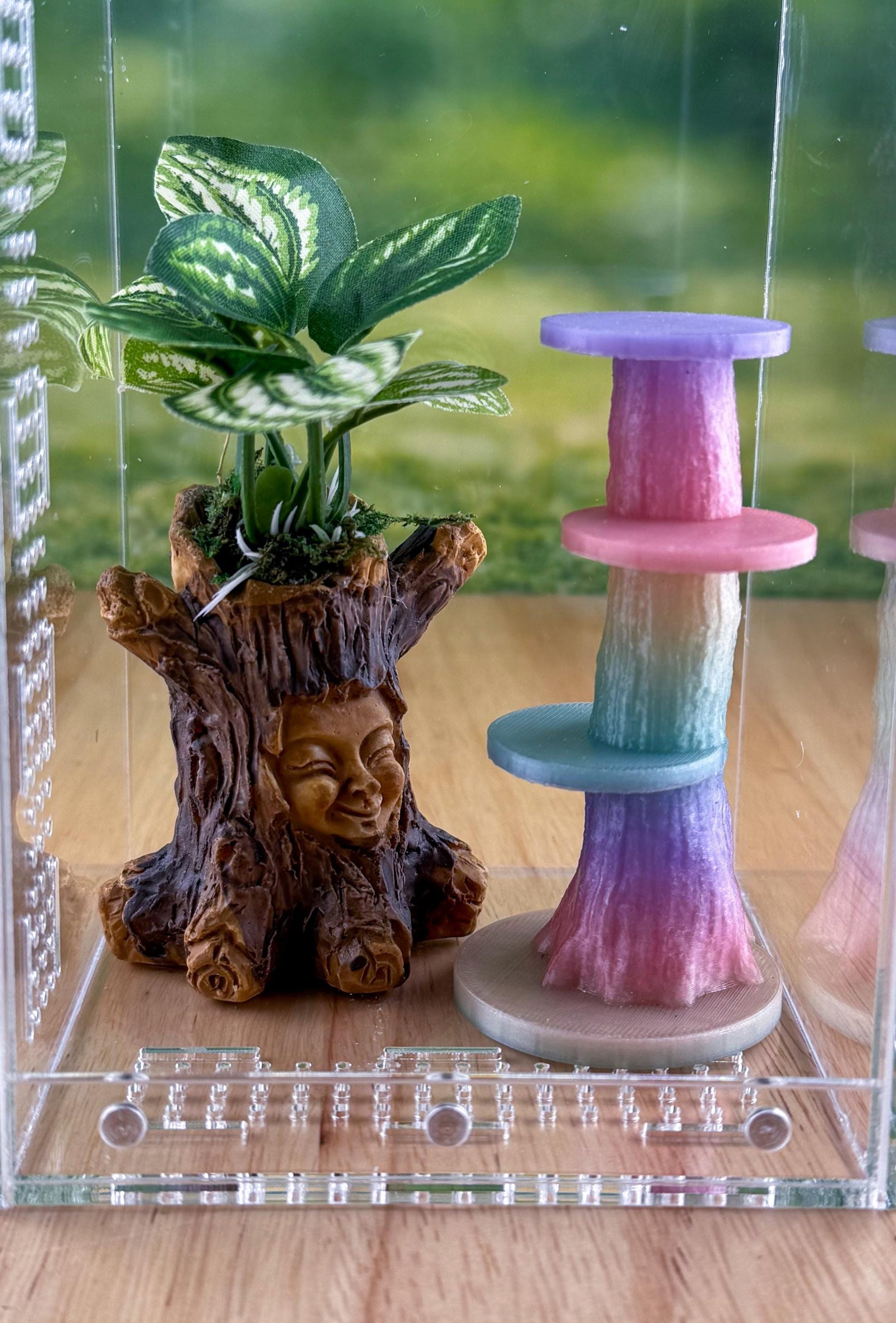 Rainbow Glow in the Dark Jumping Spider Tower playground or enclosure accessory