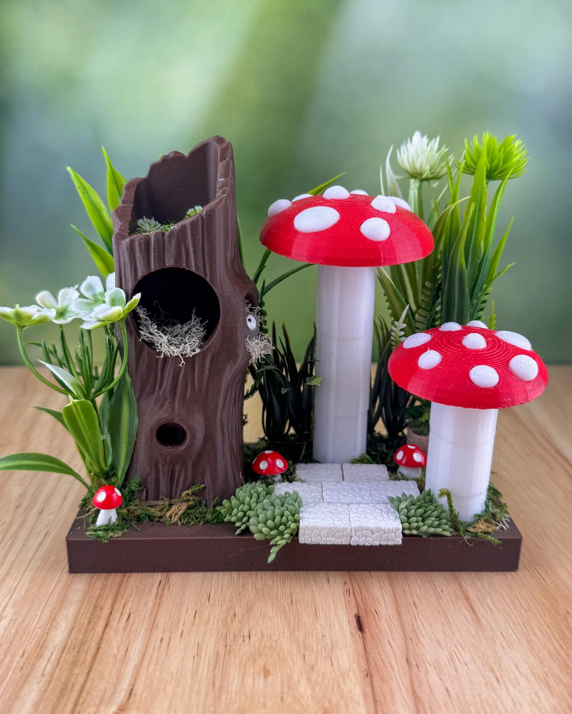 Mushroom and Tree Set. Jumping Spider Decor/Decoration/accessory for enclosure or playground.