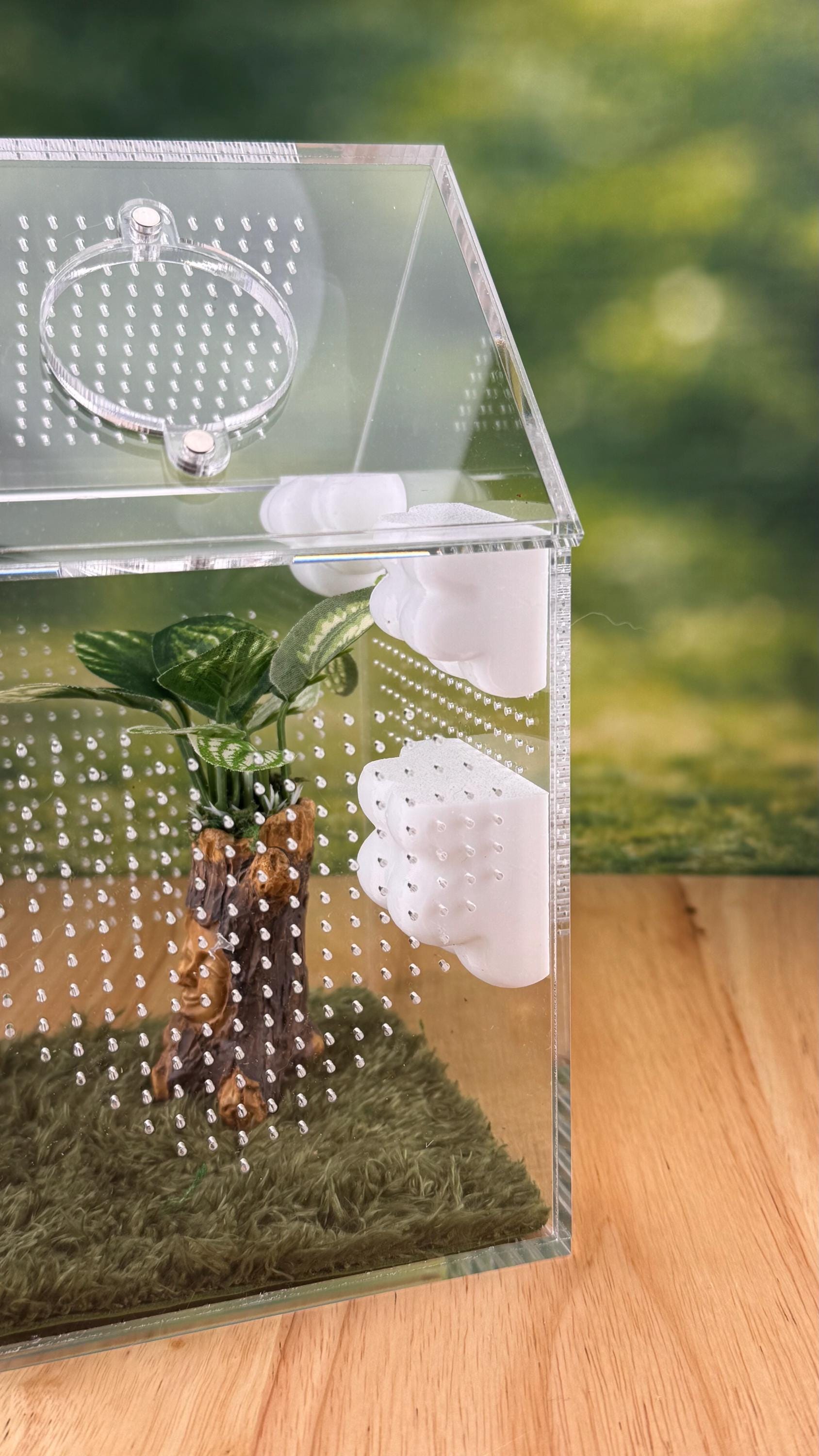 3D Printed Corner Cloud Shelf, Magnetic Jumping Spider Habitat Decor