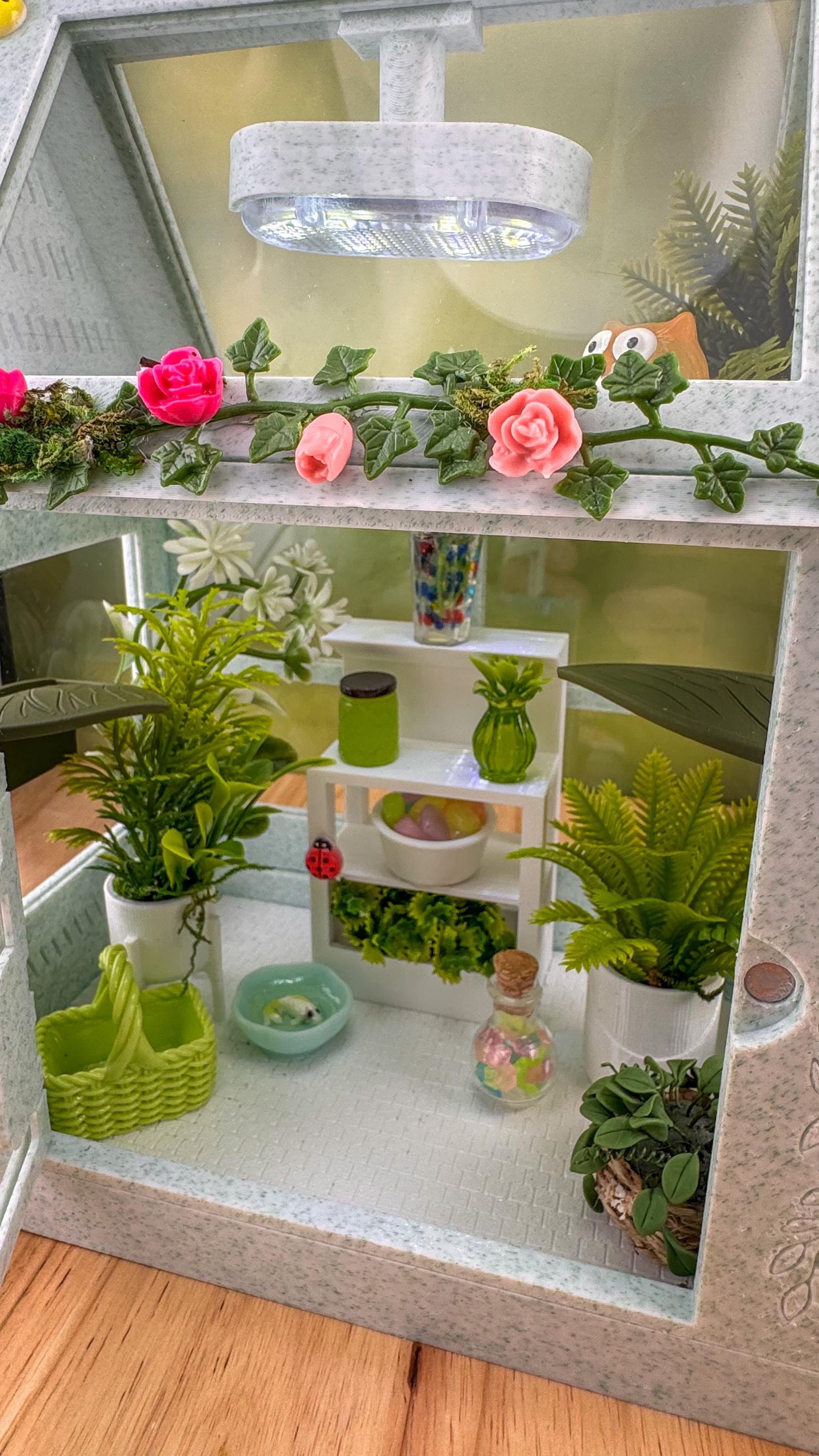 Decorated Jumping Spider greenhouse Enclosure, Magnetic Front and top opening - Green Marble