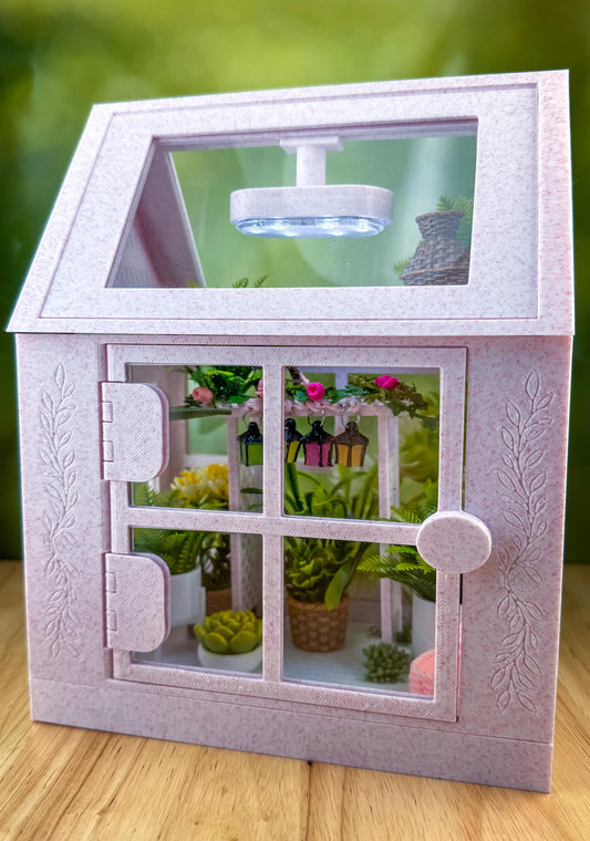 Decorated Jumping Spider greenhouse Enclosure, Magnetic Front and top opening - Pink Marble