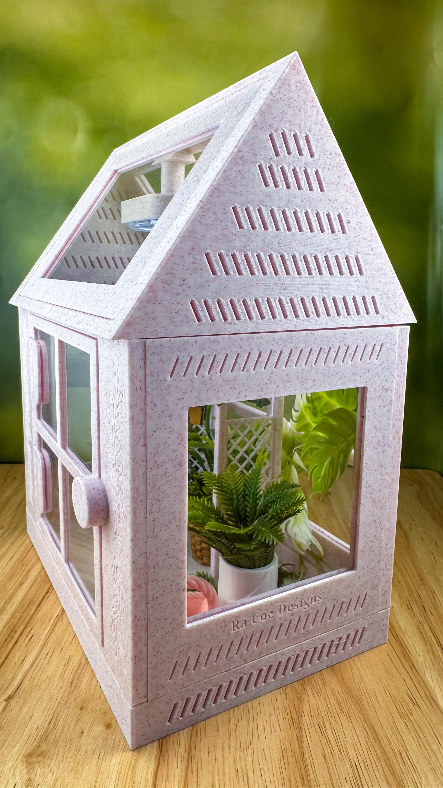 Decorated Jumping Spider greenhouse Enclosure, Magnetic Front and top opening - Pink Marble