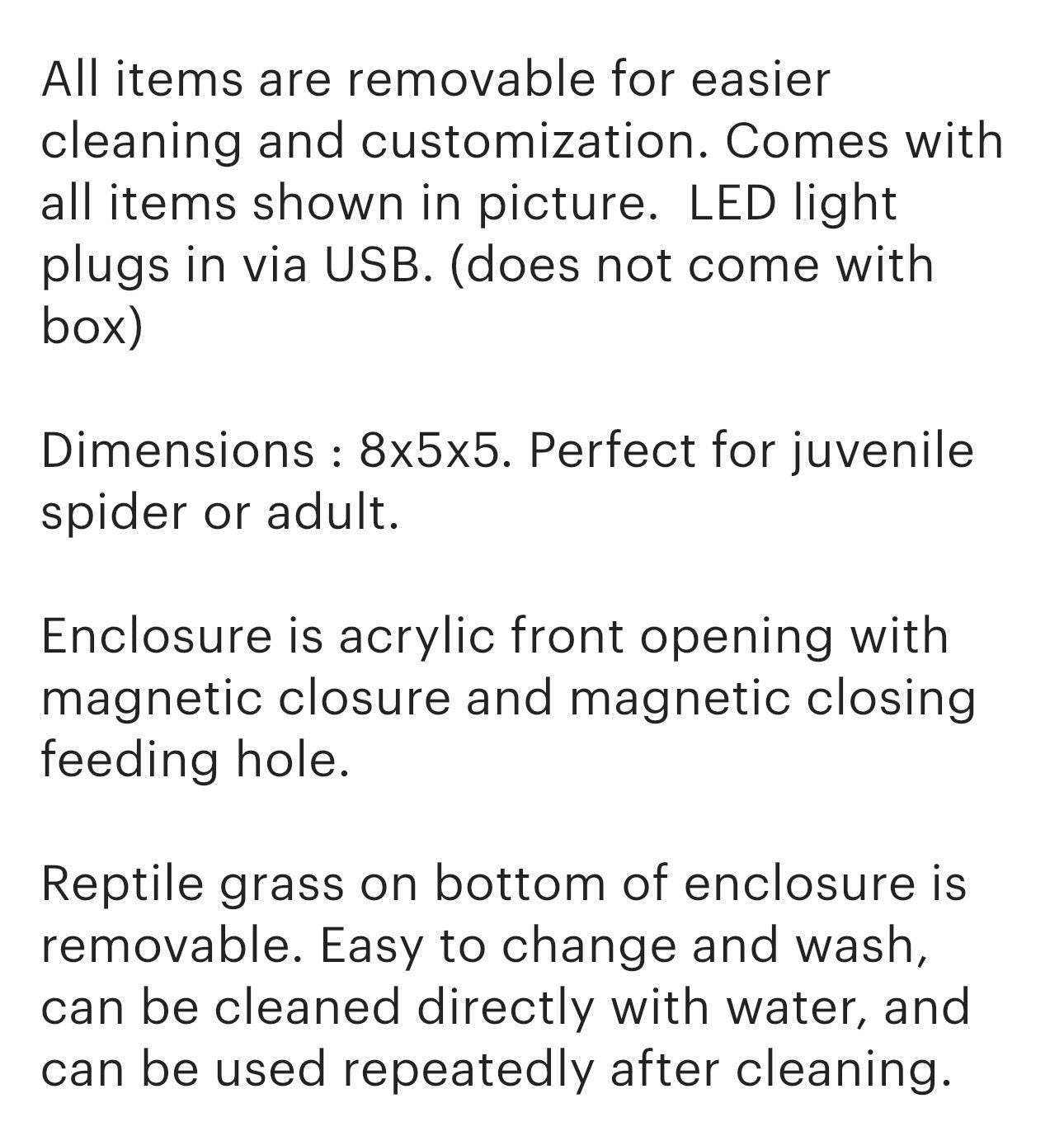 Decorated Acrylic Jumping Spider Enclosure, Front Opening Habitat (8x5x5)