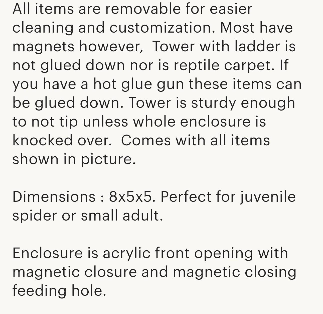 Decorated Acrylic Jumping Spider Enclosure, Front Opening Habitat (8x5x5)