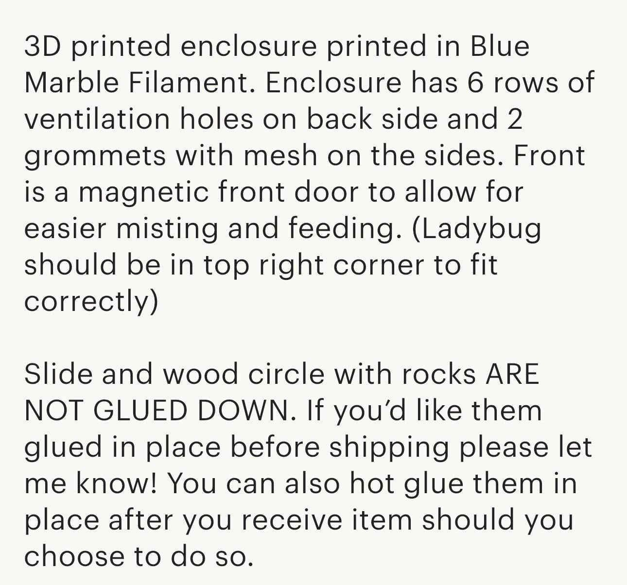 Jumping Spider Enclosure, Front Opening Habitat (4.5x4.5x4.25) Blue Marble