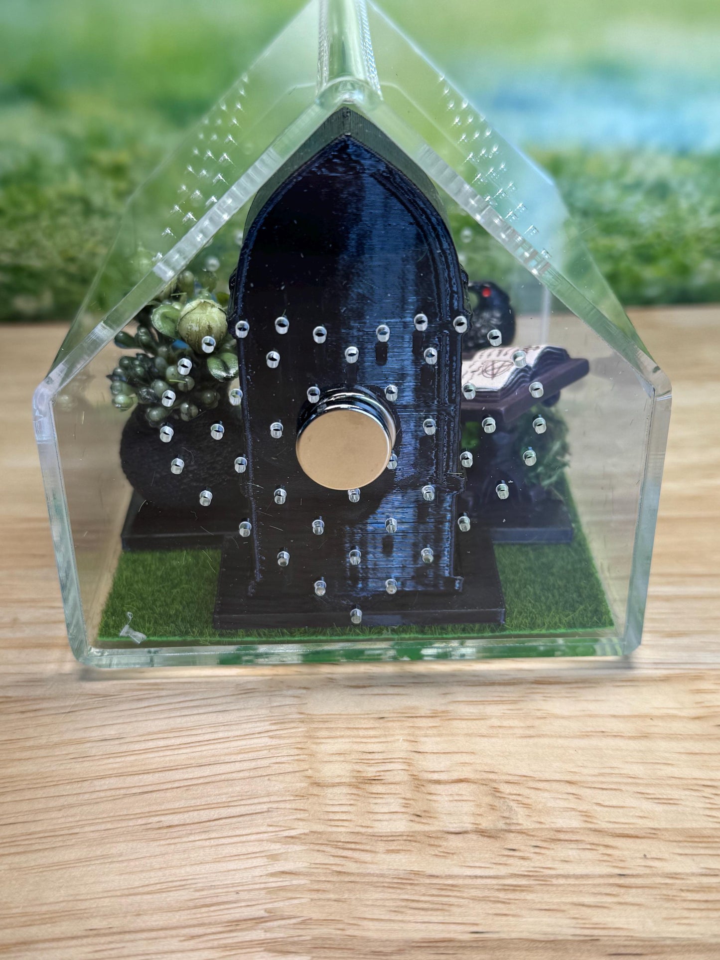 Decorated Acrylic Jumping Spider Enclosure, Front Opening Habitat 3.75x3.75x3.75