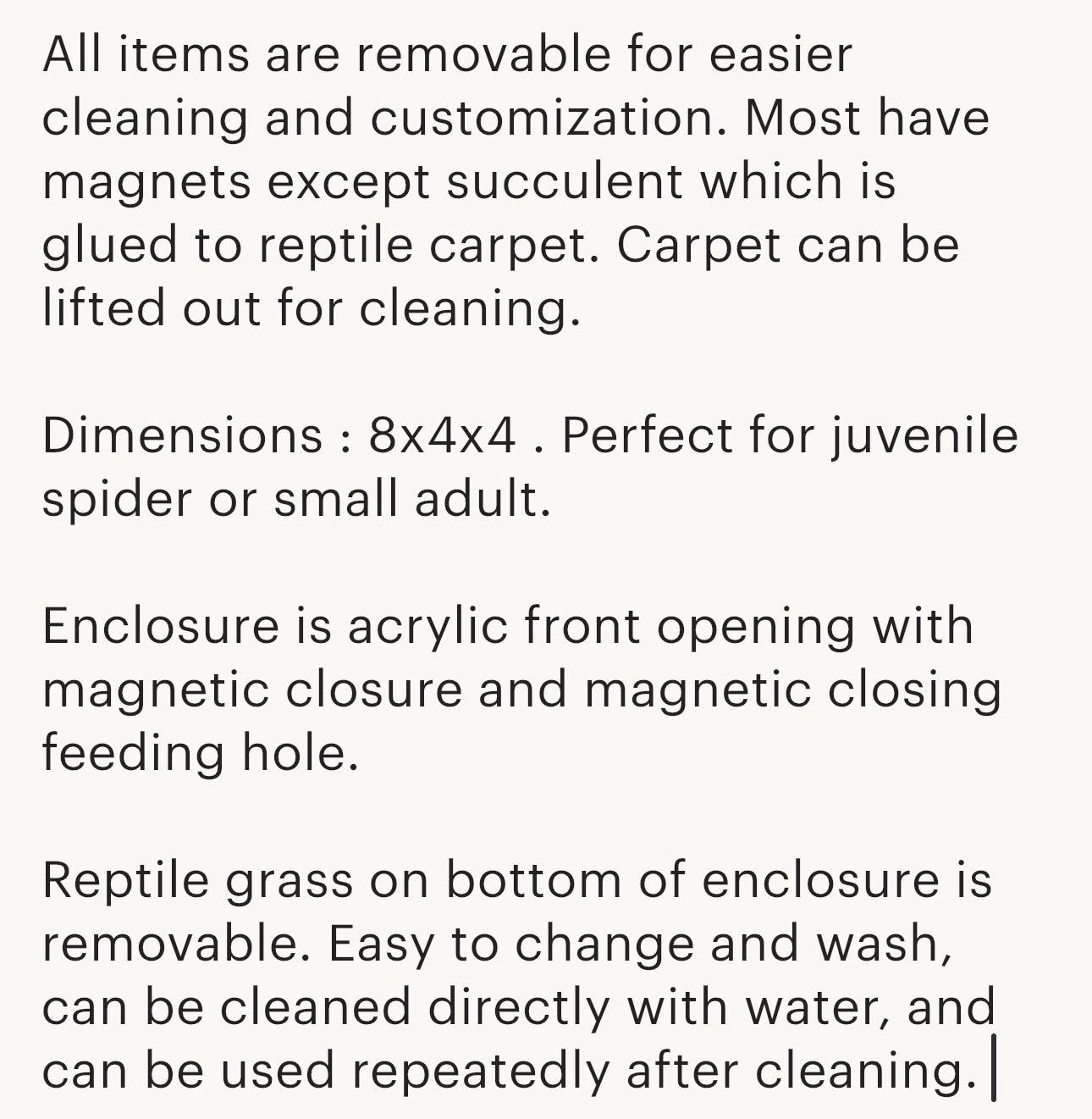 Decorated Acrylic Jumping Spider Enclosure, Front Opening Habitat (8x4x4)