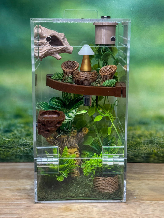 Front Opening Jumping Spider Enclosure 4x4x8, Acrylic Habitat Tank