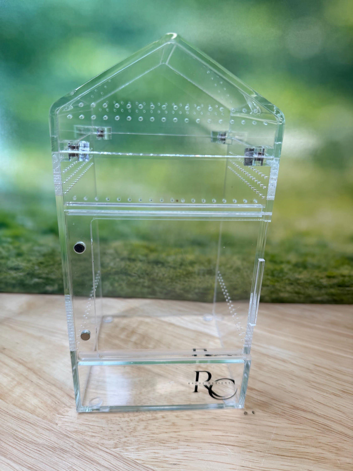 Decorated Acrylic Jumping Spider Enclosure, Magnetic Top and Front Opening Habitat, small, medium, and large