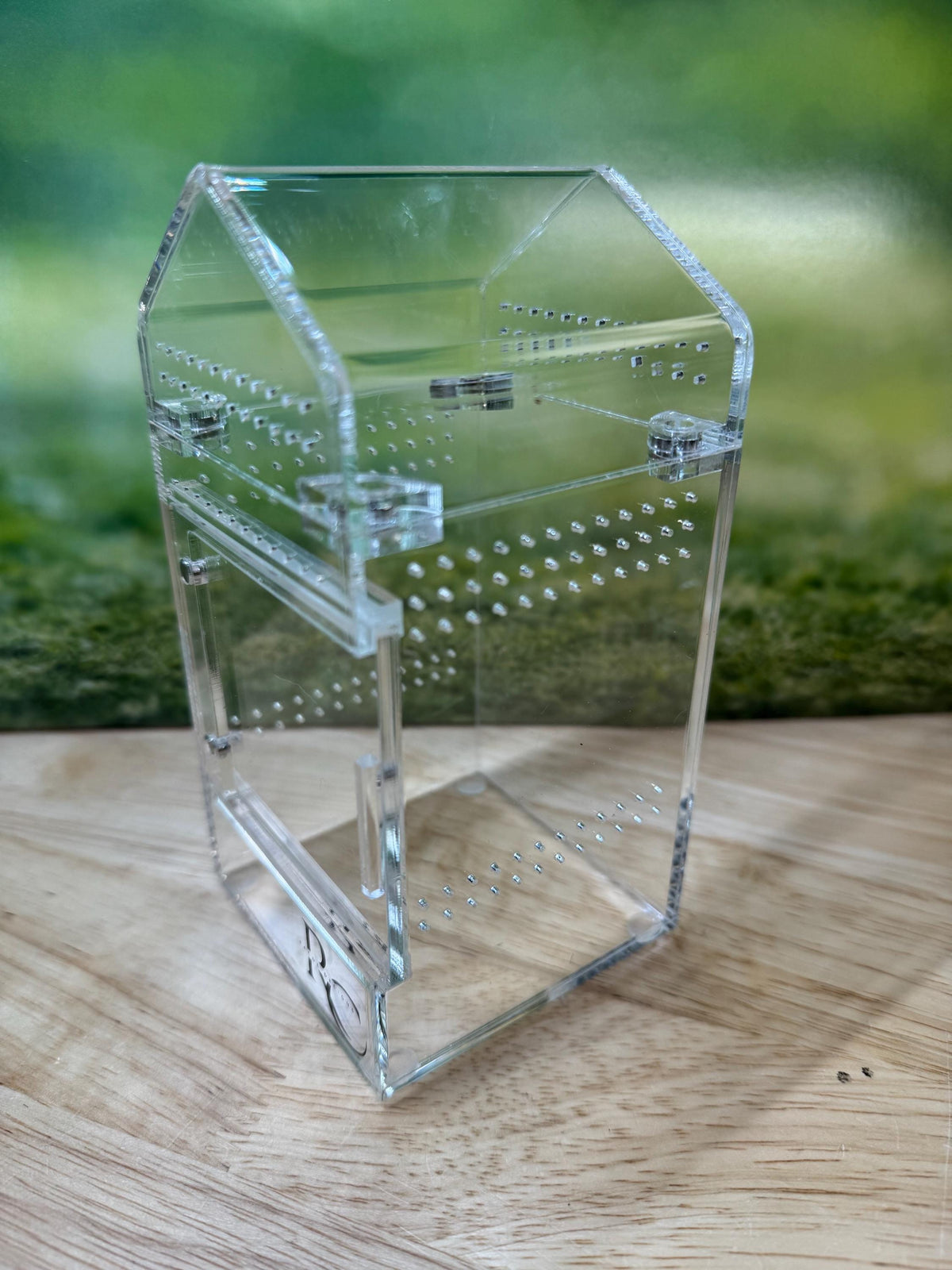 Decorated Acrylic Jumping Spider Enclosure, Magnetic Top and Front Opening Habitat, Small, 3x3x6