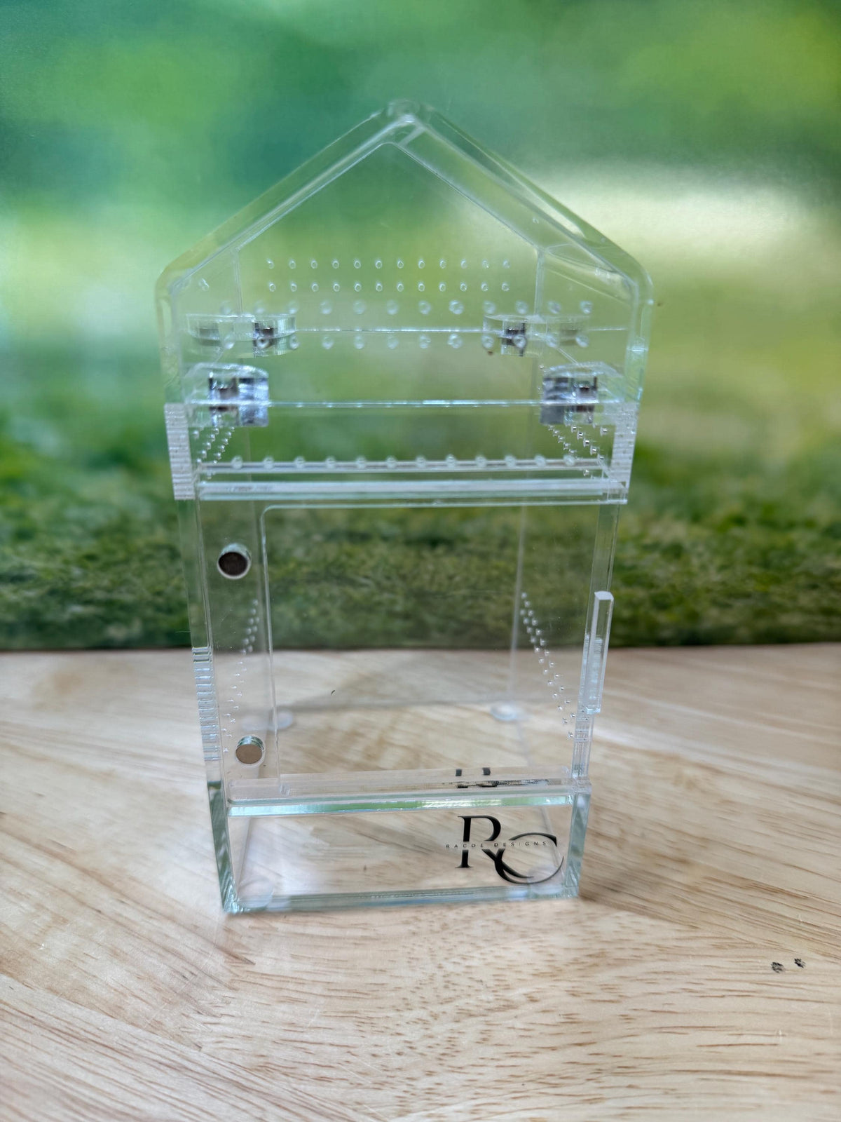 Decorated Acrylic Jumping Spider Enclosure, Magnetic Top and Front Opening Habitat, Small, 3x3x6